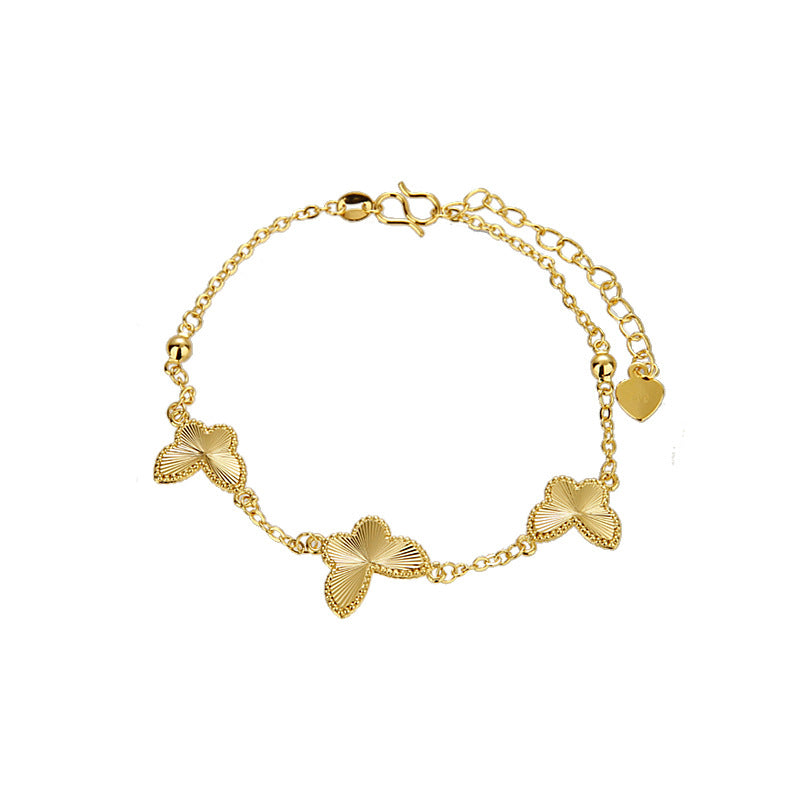 Golden double-sided butterfly bracelet made of titanium steel for women, with a timeless temperament and exquisite high-end feel. It is a versatile accessory