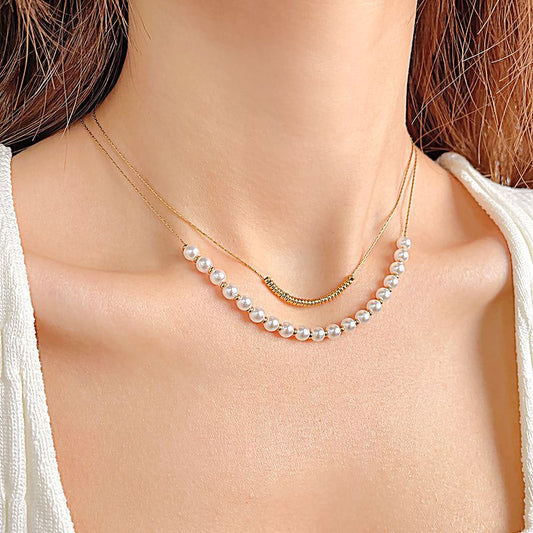 Double Layered Pearl Necklace | Timeless Elegance with Modern Edge