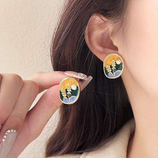 Oil painting earrings